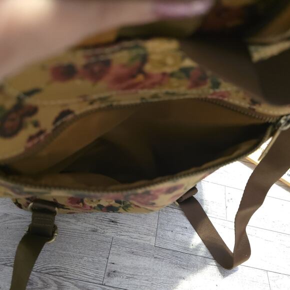 Patricia Nash Floral Canvas Backpack Vintage Rose Print Leather Trim Bag - Picture 14 of 14